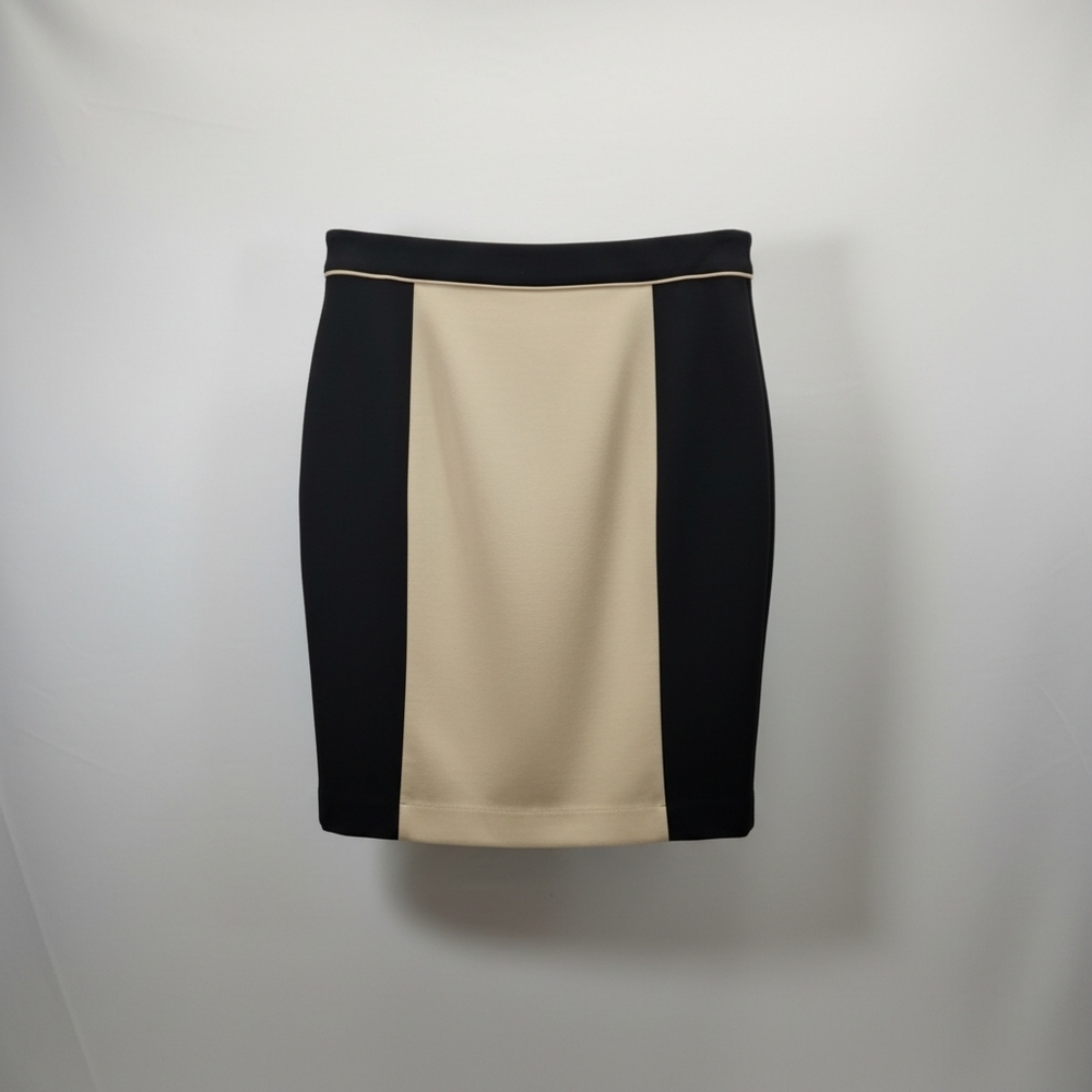 NWT Dana Buchman Black and Cream Pencil Skirt, Size 8, Ponte Knit